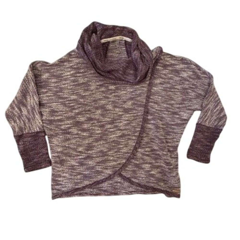 Calvin Klein Performance Purple Marled Cowl Neck Wrap Sweater Asymmetrical Hem S
